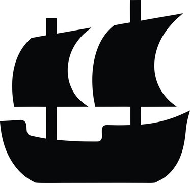 dutch fluyt merchant ship silhouette vector illustration on transparent background