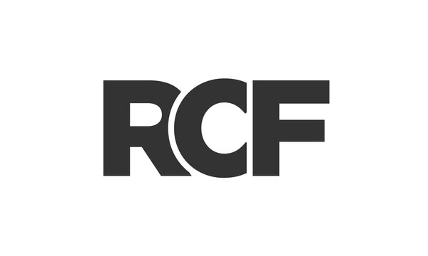RCF logo design template with strong and modern bold text. Initial based vector logotype featuring simple and minimal typography. Trendy company identity.