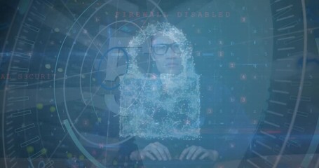 Animation of data processing over caucasian man and 5g text - Powered by Adobe