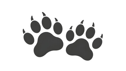 Dark Animal Paw Prints with Claws Isolated on White Background © muhammad