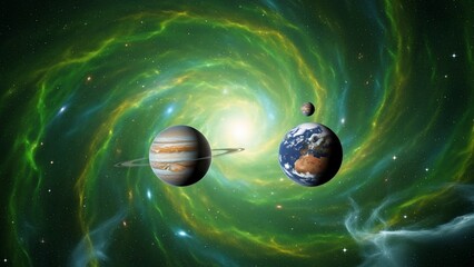 Planets in space abstract