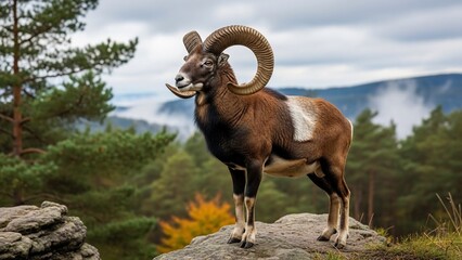 Ram standing on rock