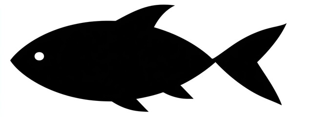 A simple, stylized illustration of a fish in solid black silhouette against a white background © Noer