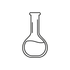 Round Bottom Flask Icon, Laboratory Chemistry Glassware, Scientific Experiment and Research Illustration