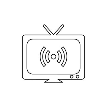 Television Broadcast Line Icon for TV Streaming, Media Transmission, and Broadcasting