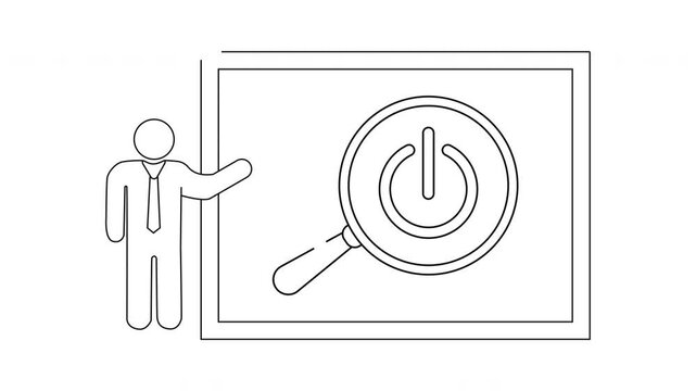 Power Button Presentation Continuous Line Drawing Animation.