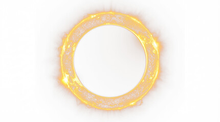 Golden ring with an oval shape and a bright center, possibly jewelry or an abstract design isolated on a neutral background with png background