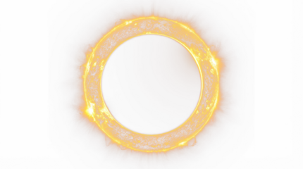 Golden ring with an oval shape and a bright center, possibly jewelry or an abstract design isolated on a neutral background with png background