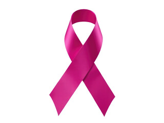 A pink ribbon on a clean white background, suitable for various uses such as awareness campaigns or special occasions
