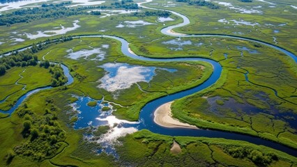 aerial view of the river