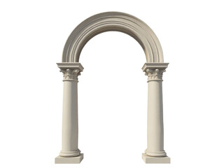 Naklejka premium A white arch with a clock at the top, perfect for background or decoration