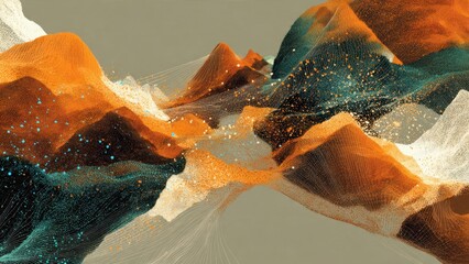 Abstract landscape of colorful data points