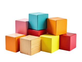 Fototapeta premium A stack of wooden blocks resting on top of each other, great for creative and educational uses