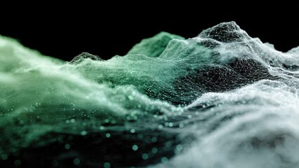 Abstract wave network on black background