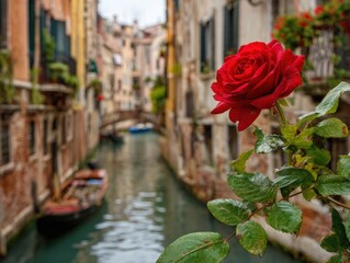 A rose is floating in the water next to a boat