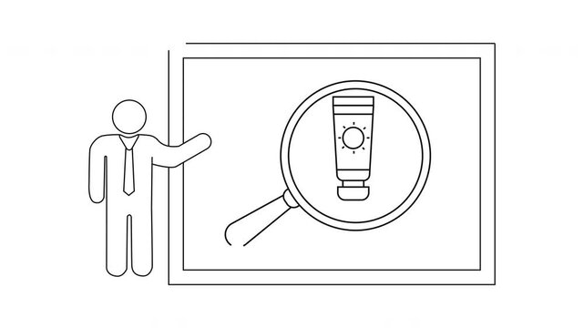 Sunscreen Presentation Line Art Illustration for Skincare Education.