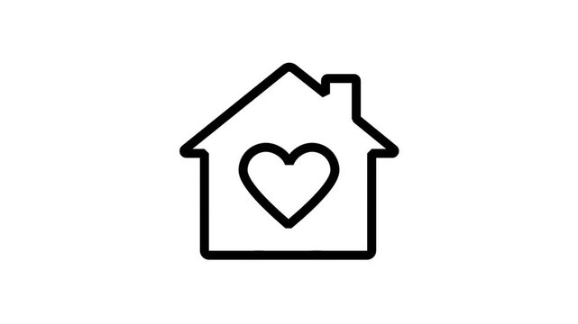 House Heart icon animation. Cozy home icon with a heart symbol representing family housing charity shelter and real estate love.