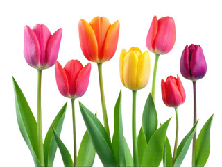 Naklejka premium A bouquet of vibrant tulips arranged in a decorative vase, great for spring or floral-themed designs