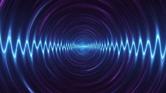 Abstract digital sound wave visualization with circular effects
