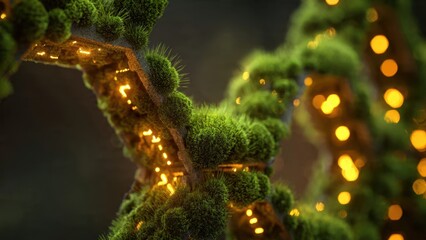 Moss-covered DNA with Glowing Lights