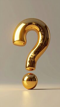 Golden Question Mark Symbol on a Neutral Background, Representing Inquiry and Uncertainty.
