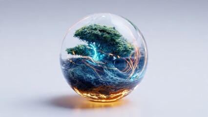 Tree in a Glass Orb with Energy
