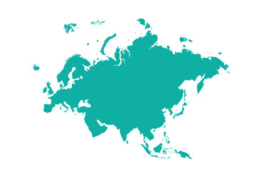 Fototapeta premium Map of Eurasia, sign silhouette. World Map Globe. Vector Illustration isolated on transparent background. Europe and Asia continent.