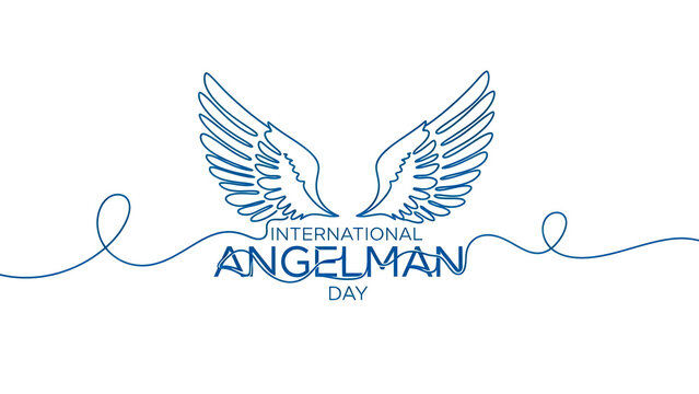 International Angelman Day Greeting Card with Angel Wings Illustration