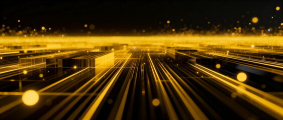 Futuristic Digital Circuit Board with Glowing Lines