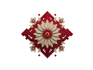 A red and white flower with a brown center