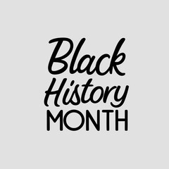 Obraz premium Black History Month text in script font on gray background