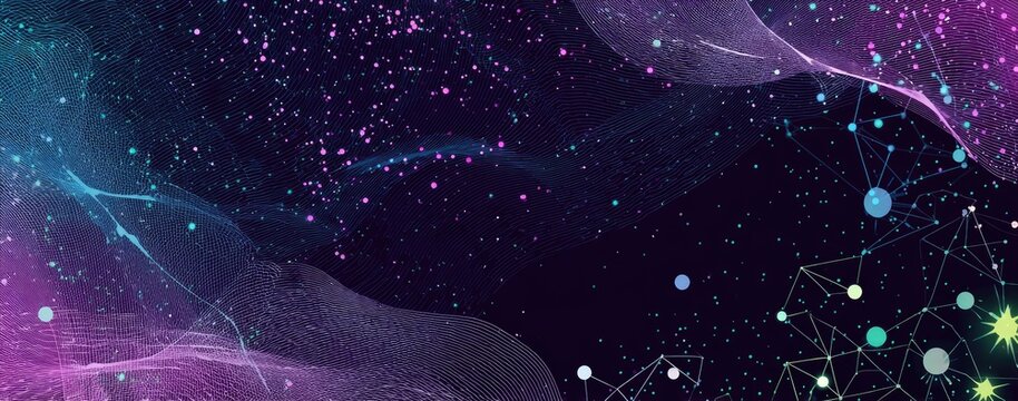 Abstract cosmic background. Space-themed illustration with colors ranging from blue to purple and black - Powered by Adobe