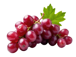 Fototapeta premium Fresh red grapes surrounded by green leaves, ideal for still life photography or food-related concepts