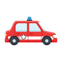 Naklejka premium Red Ambulance Vehicle with Emergency Light On Top for Medical Response