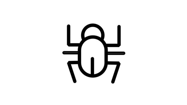 Software Bug icon animation. Computer bug icon representing software glitches, malware infection, cybersecurity technical issues, and programming code error troubleshooting.