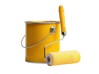 Obraz premium A yellow paint can and a yellow paint roller