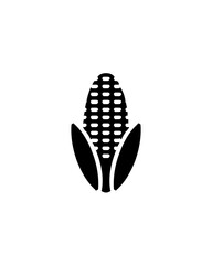 Obraz premium Black corn icon silhouette isolated on white background, representing agriculture, farming, food production, and organic concepts.