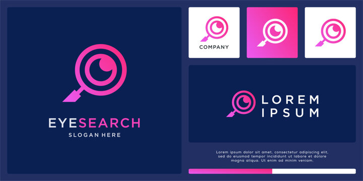 Eye search logo design with magnifying.