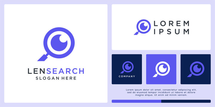 Lens search logo design template.