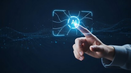 Artificial intelligence technology interface with human interaction and futuristic digital background