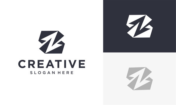 Modern creative logo template design with stylized letter Z, showcasing various layout options and versatile design elements for branding purposes, as seen in 1128.eps