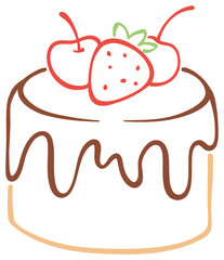 Strawberry Topped Cake Illustration