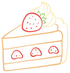 Slice of Strawberry Cake with Whipped Cream