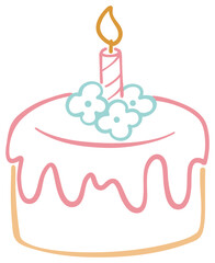 Birthday Cake with Candle Illustration