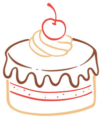 Illustration of Cherry Topped Cake