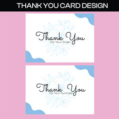 Blue Floral Thank You for Your Order Card for Handmade Products Packaging