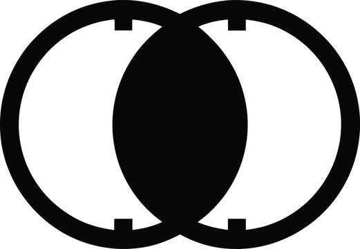 vesica piscis silhouette vector illustration on transparent background