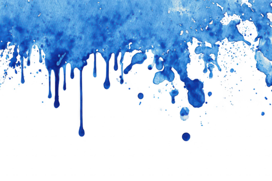 A blue paint splatter on a white background - Powered by Adobe
