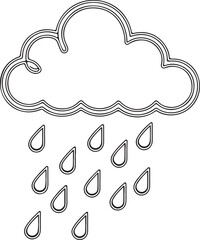 Continuous Line Drawing of Raining Cloud