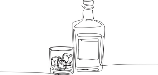 Minimalist Alcohol Drink with Ice Illustration